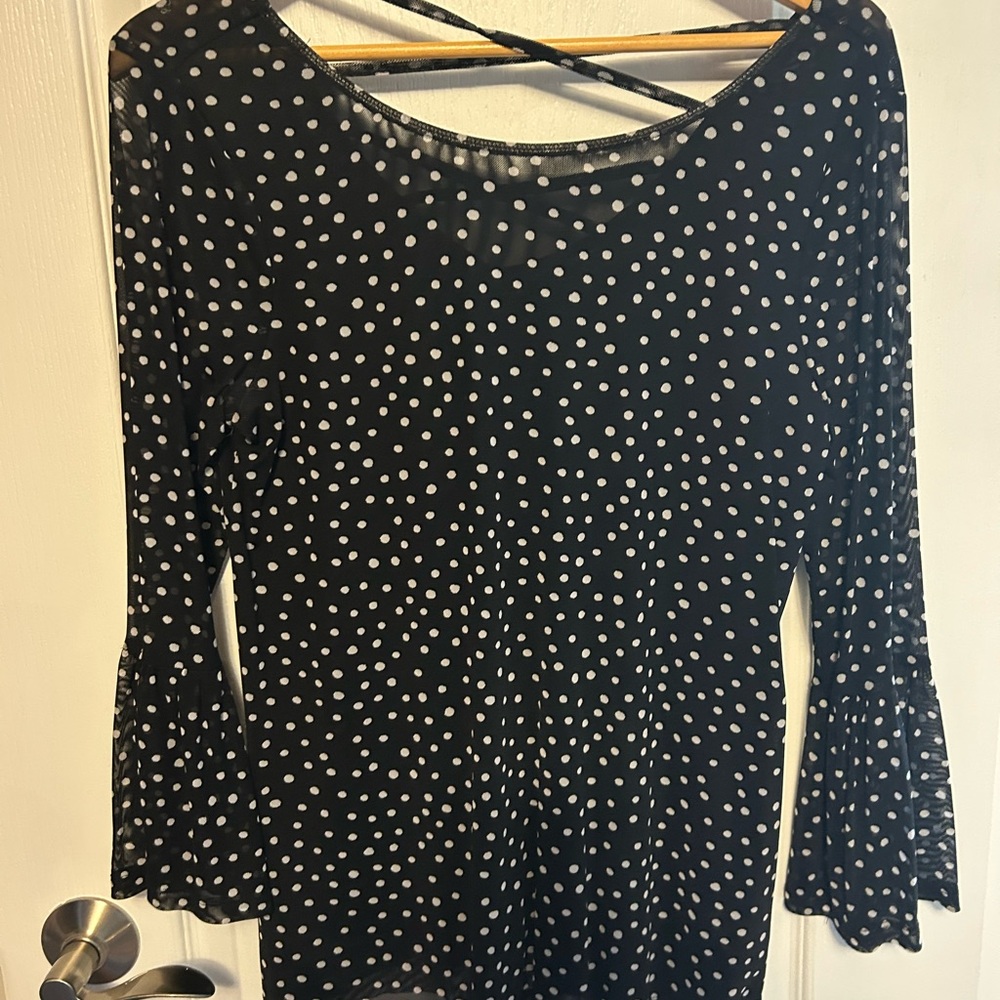 Cable & Gauge Black and White Polka Dot Top - Picture 2 of 3
